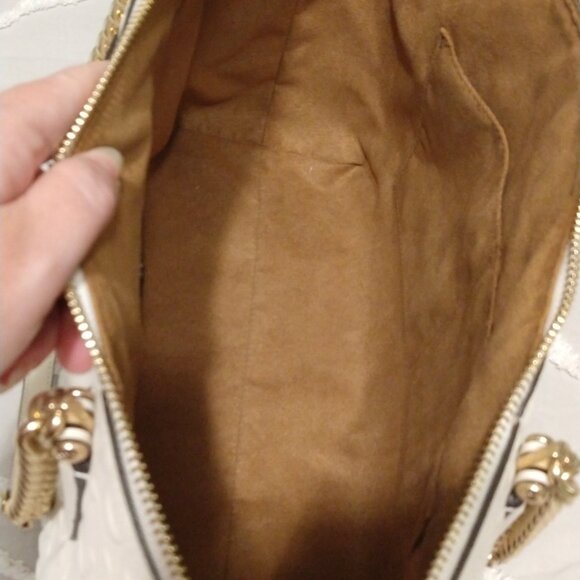 COACH Ava Chain Signature Leather Tote in Chalk, Debossed - Picture 8 of 16